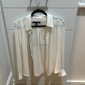 White House Black Market Cream Button Down Shirt